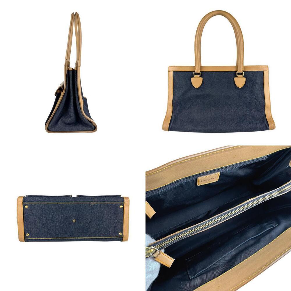 Dior Navy denim bag Christian  brown Blue shoulder leather